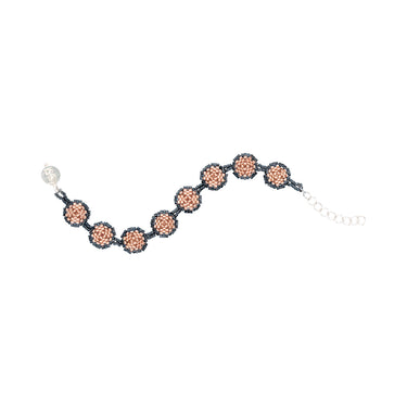 Pulsera Diamantes Redondos Negro Ajustable Rosa